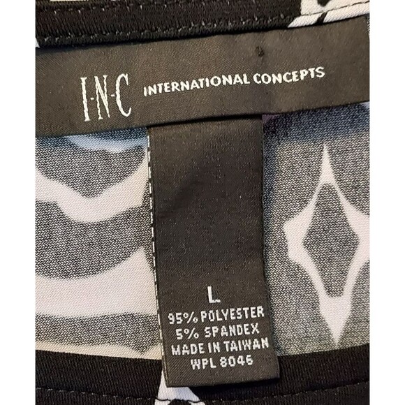 INC International Concepts Shirt Top Womens Large Asymmetrical Hem Black White - Picture 7 of 12